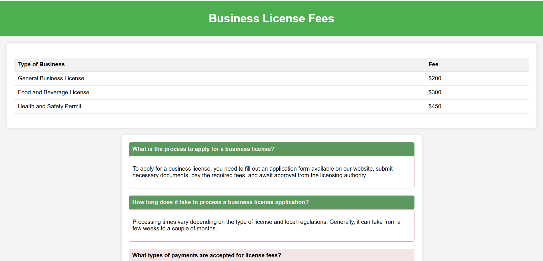 Business License and Permit Portal